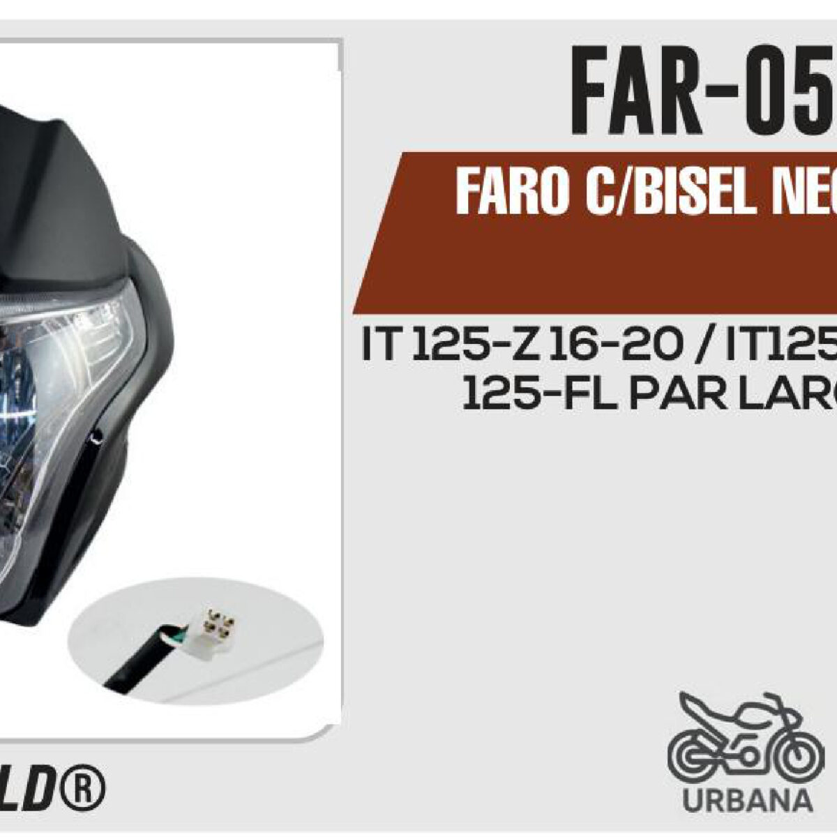 FARO C/BISEL NEGRO 12Vcc