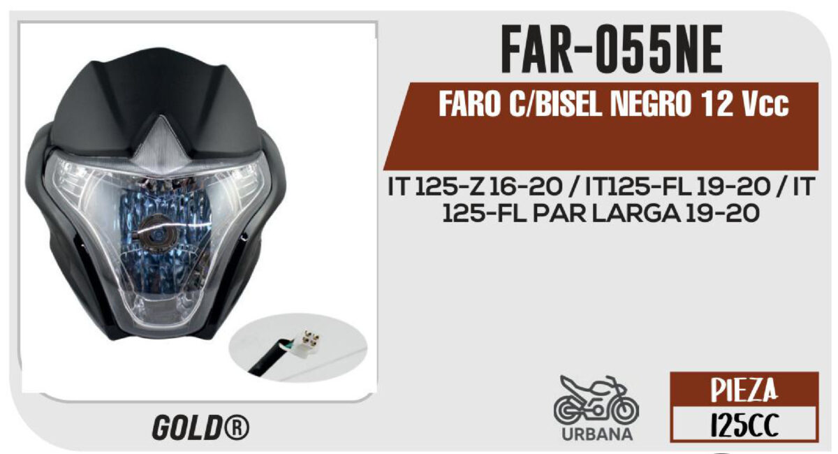 FARO C/BISEL NEGRO 12Vcc