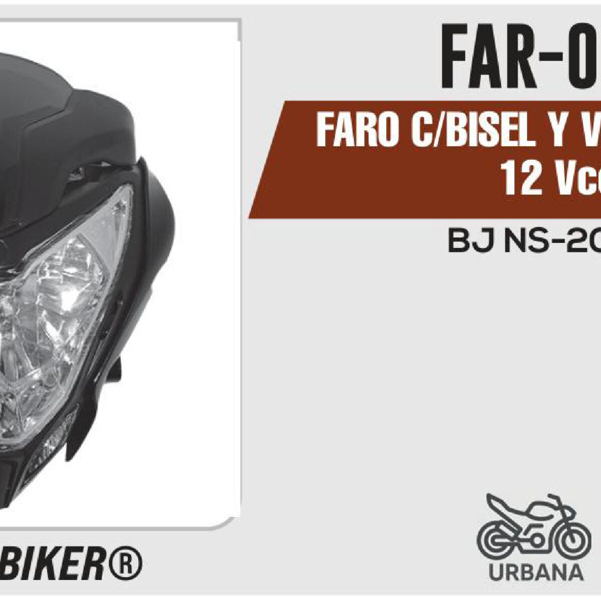 FARO C/BISEL Y VISOR NEGRO 12Vcc