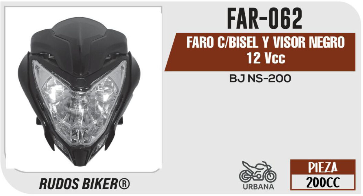 FARO C/BISEL Y VISOR NEGRO 12Vcc