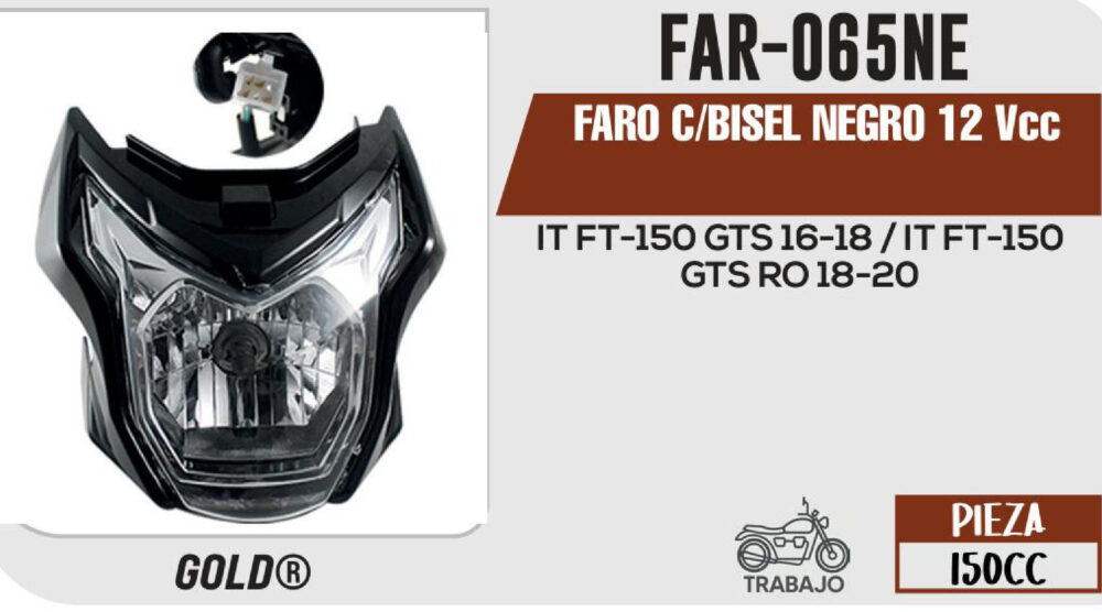 FARO C/BISEL NEGRO 12Vcc
