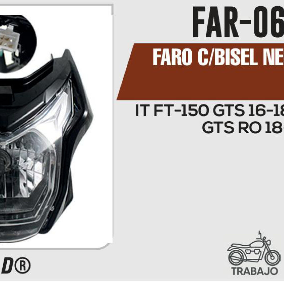 FARO C/BISEL NEGRO 12Vcc