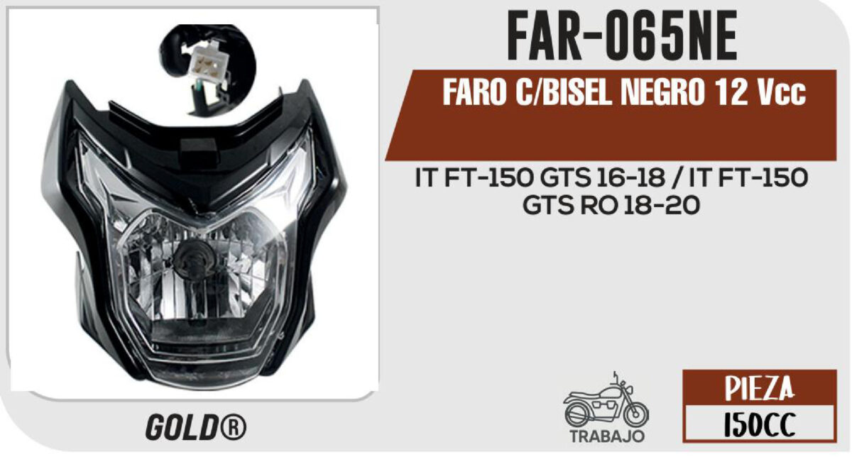 FARO C/BISEL NEGRO 12Vcc