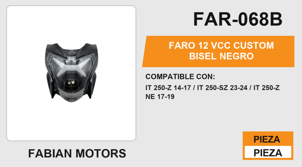 FARO 12Vcc CUSTOM BISEL NEGRO