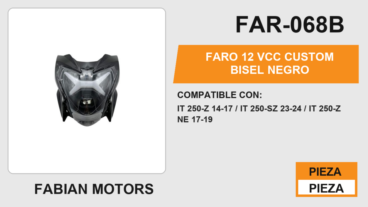 FARO 12Vcc CUSTOM BISEL NEGRO