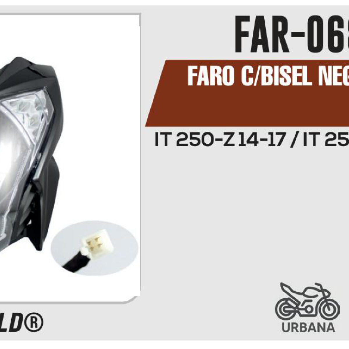 FARO C/BISEL NEGRO 12Vcc