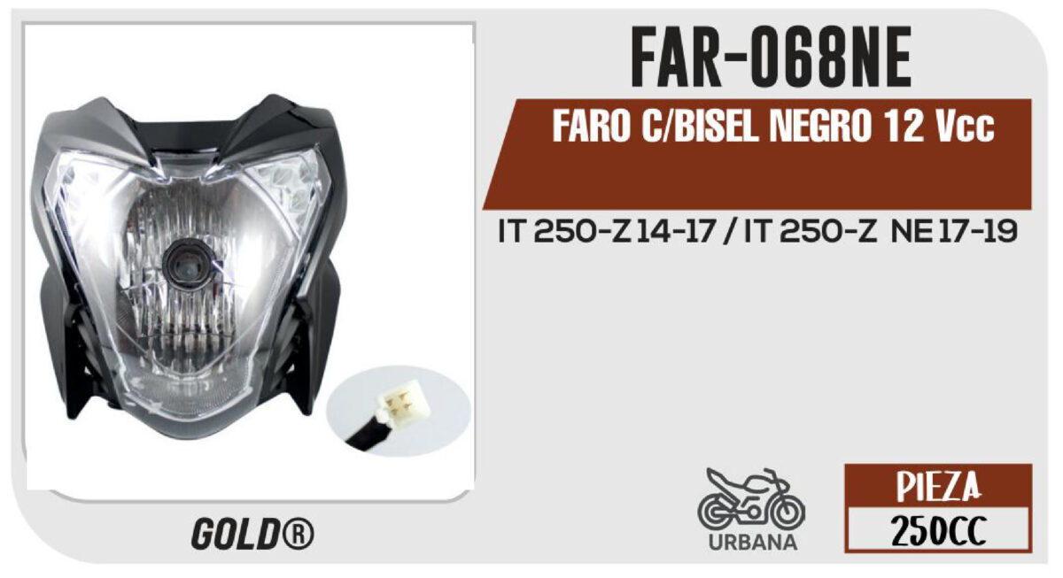 FARO C/BISEL NEGRO 12Vcc