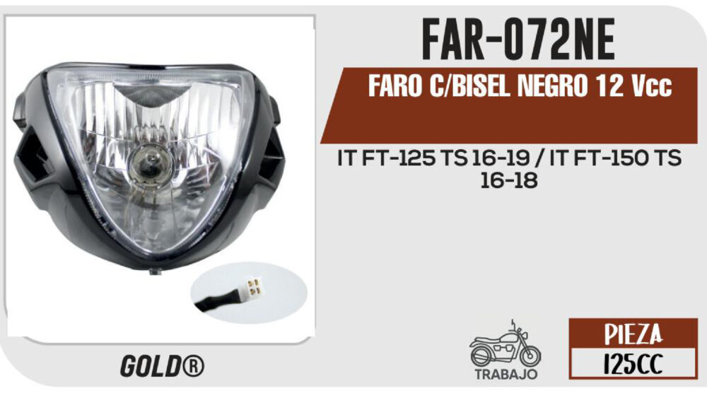 FARO C/BISEL NEGRO 12Vcc