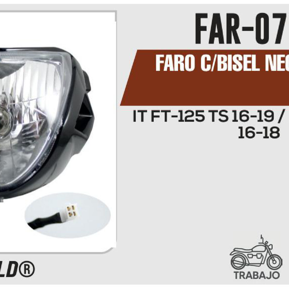 FARO C/BISEL NEGRO 12Vcc