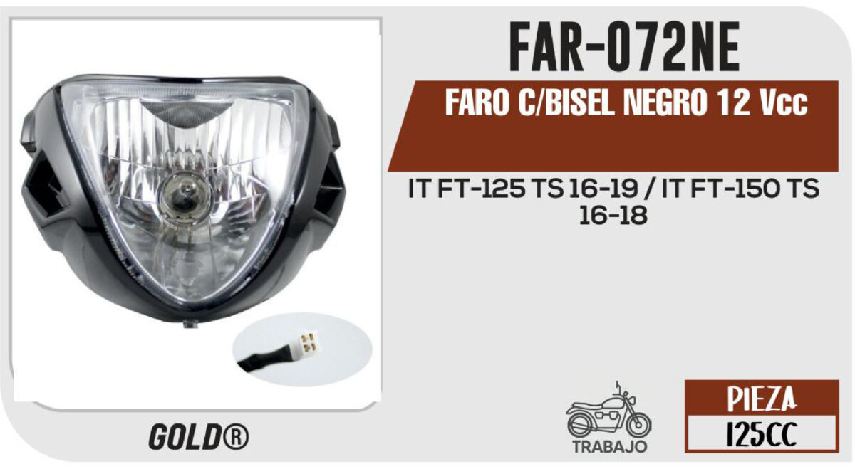 FARO C/BISEL NEGRO 12Vcc