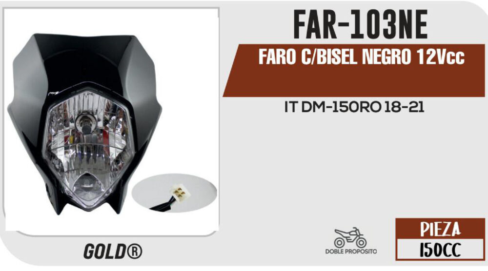 FARO C/BISEL NEGRO 12Vcc