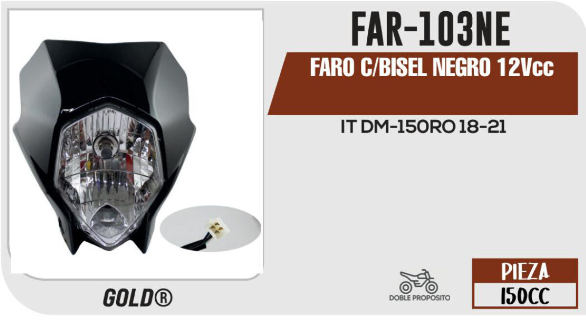 FARO C/BISEL NEGRO 12Vcc