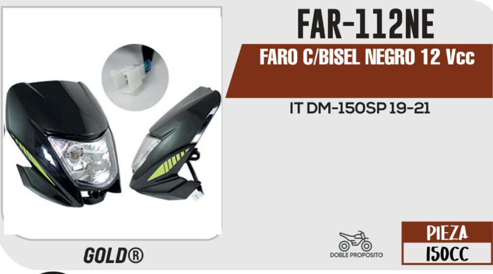 FARO C/BISEL NEGRO 12Vcc