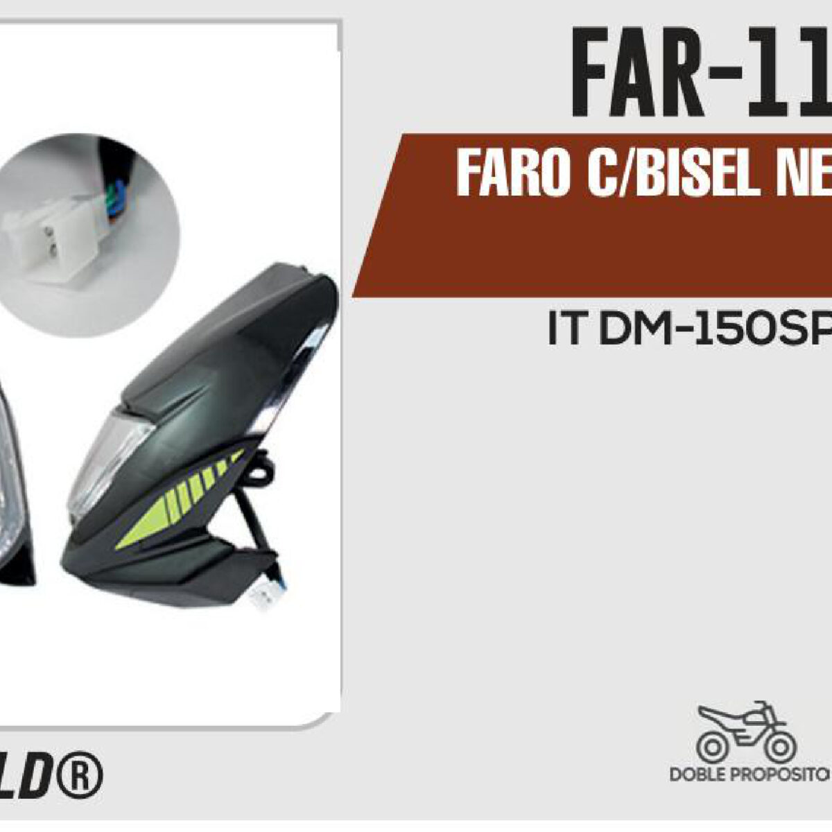 FARO C/BISEL NEGRO 12Vcc