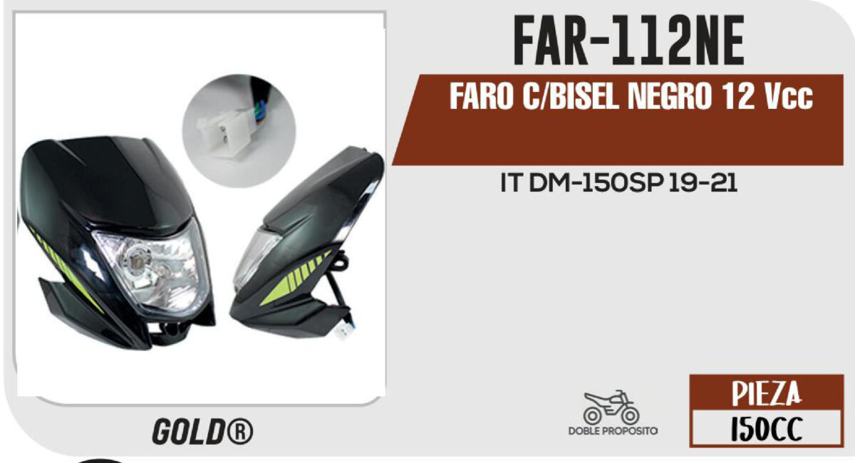 FARO C/BISEL NEGRO 12Vcc