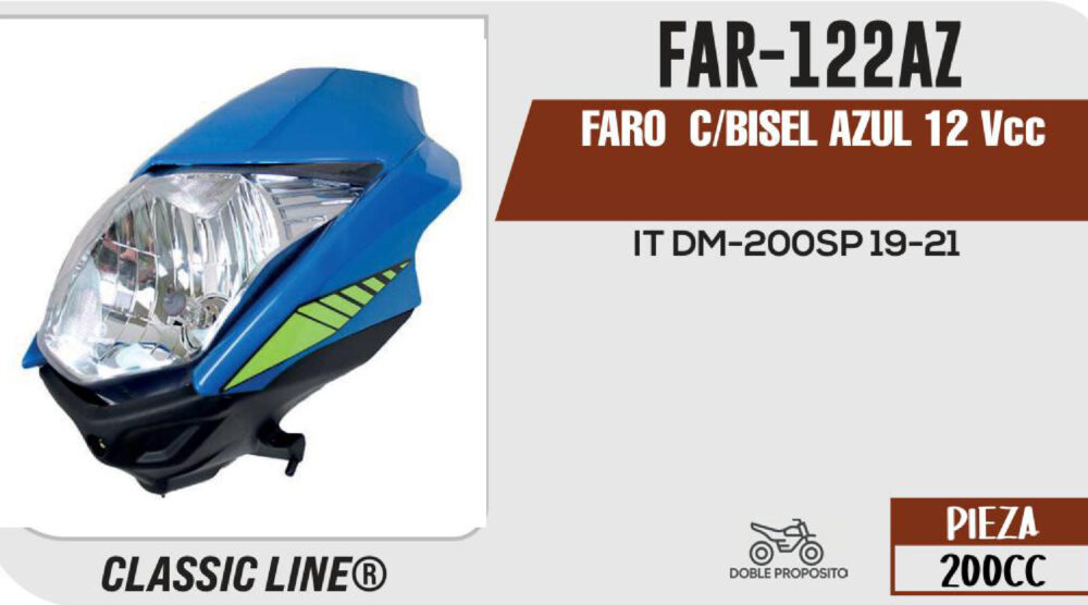 FARO C/BISEL AZUL 12Vcc