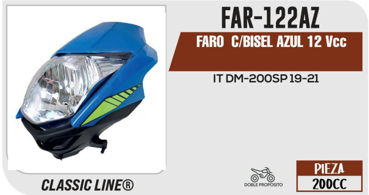 FARO C/BISEL AZUL 12Vcc