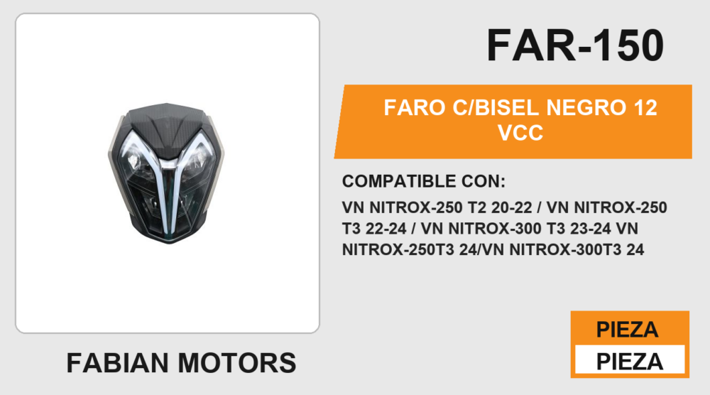FARO C/BISEL NEGRO 12Vcc