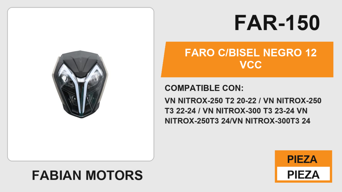 FARO C/BISEL NEGRO 12Vcc