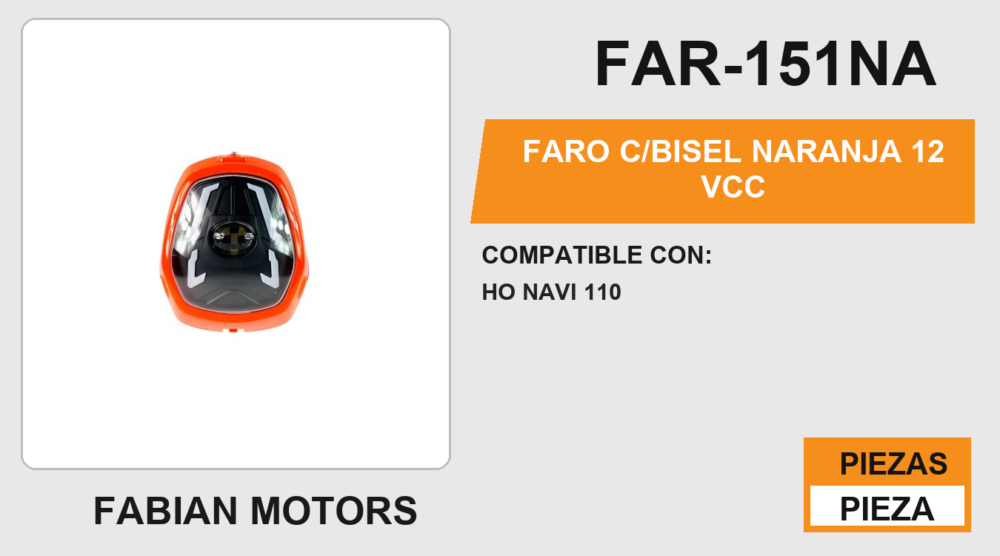 FARO C/BISEL NARANJA 12Vcc