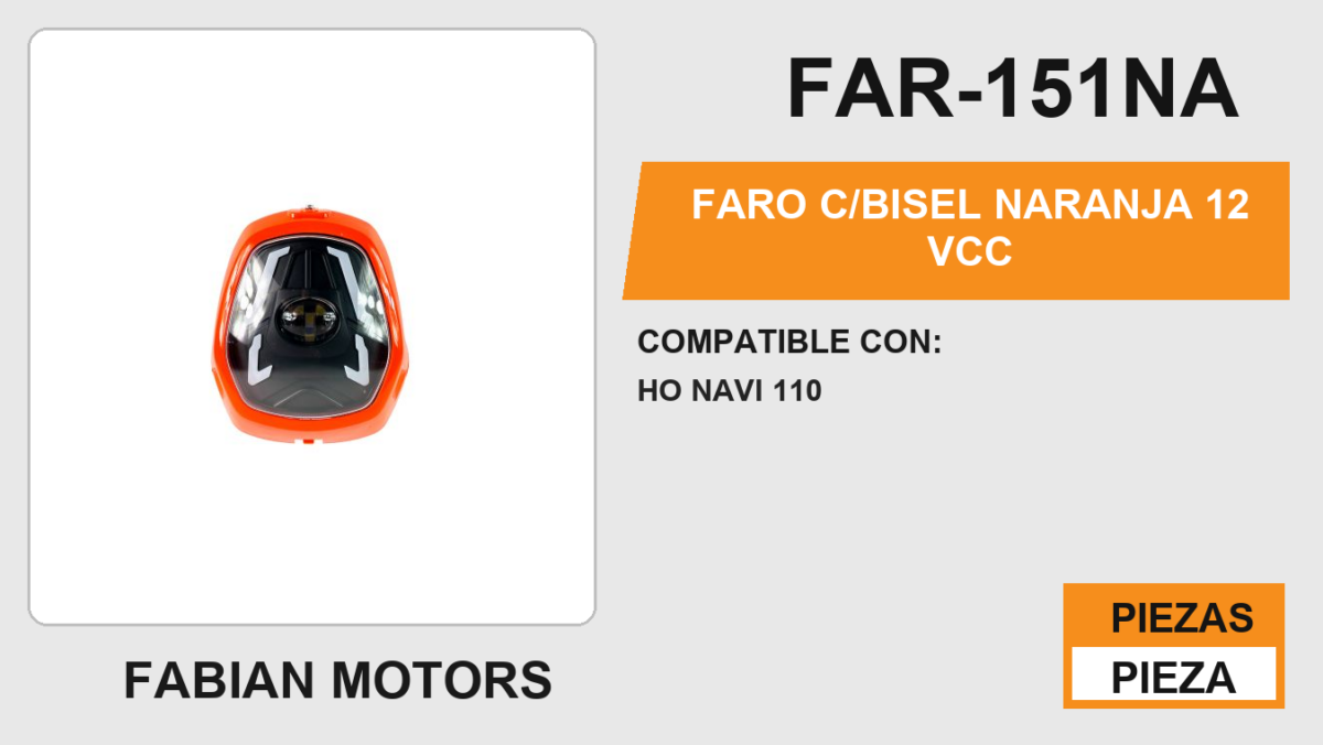 FARO C/BISEL NARANJA 12Vcc