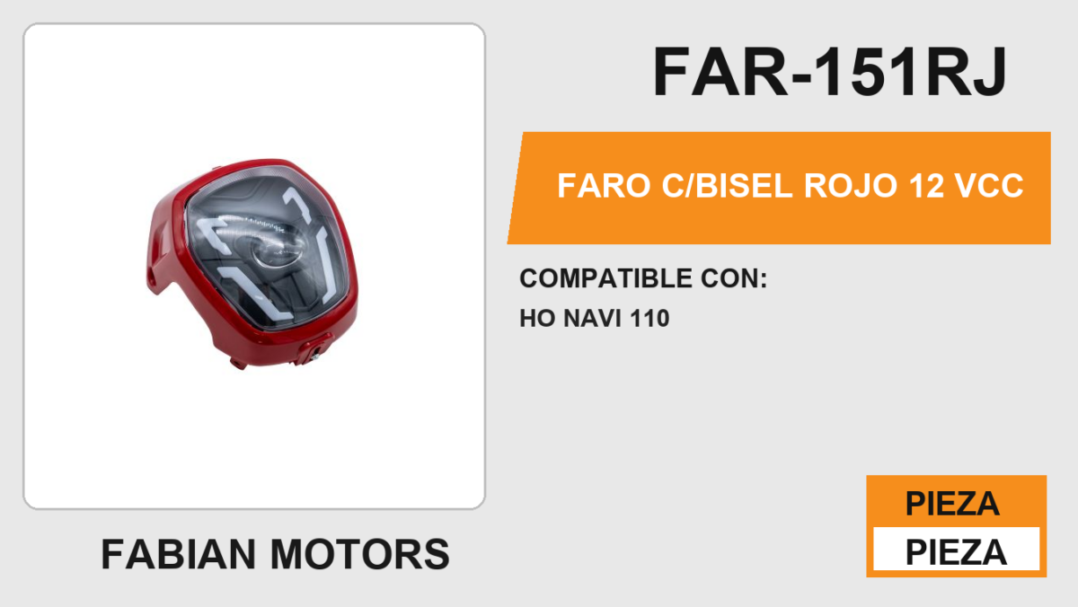 FARO C/BISEL ROJO 12Vcc