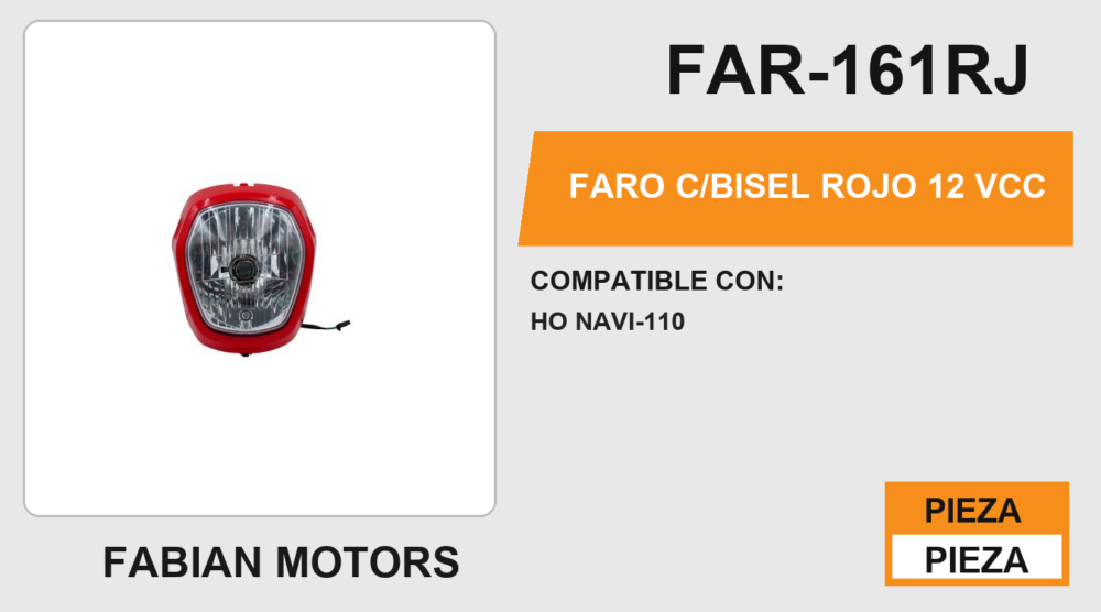 FARO C/BISEL ROJO 12Vcc