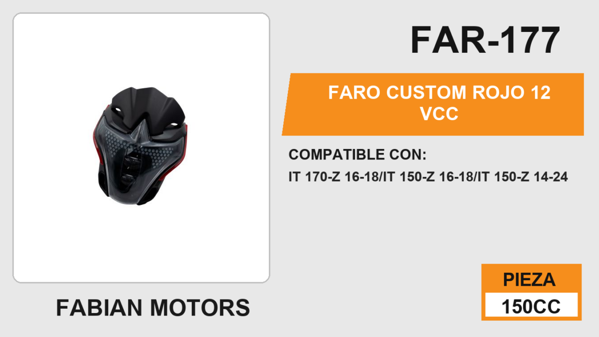 FARO CUSTOM ROJO 12Vcc