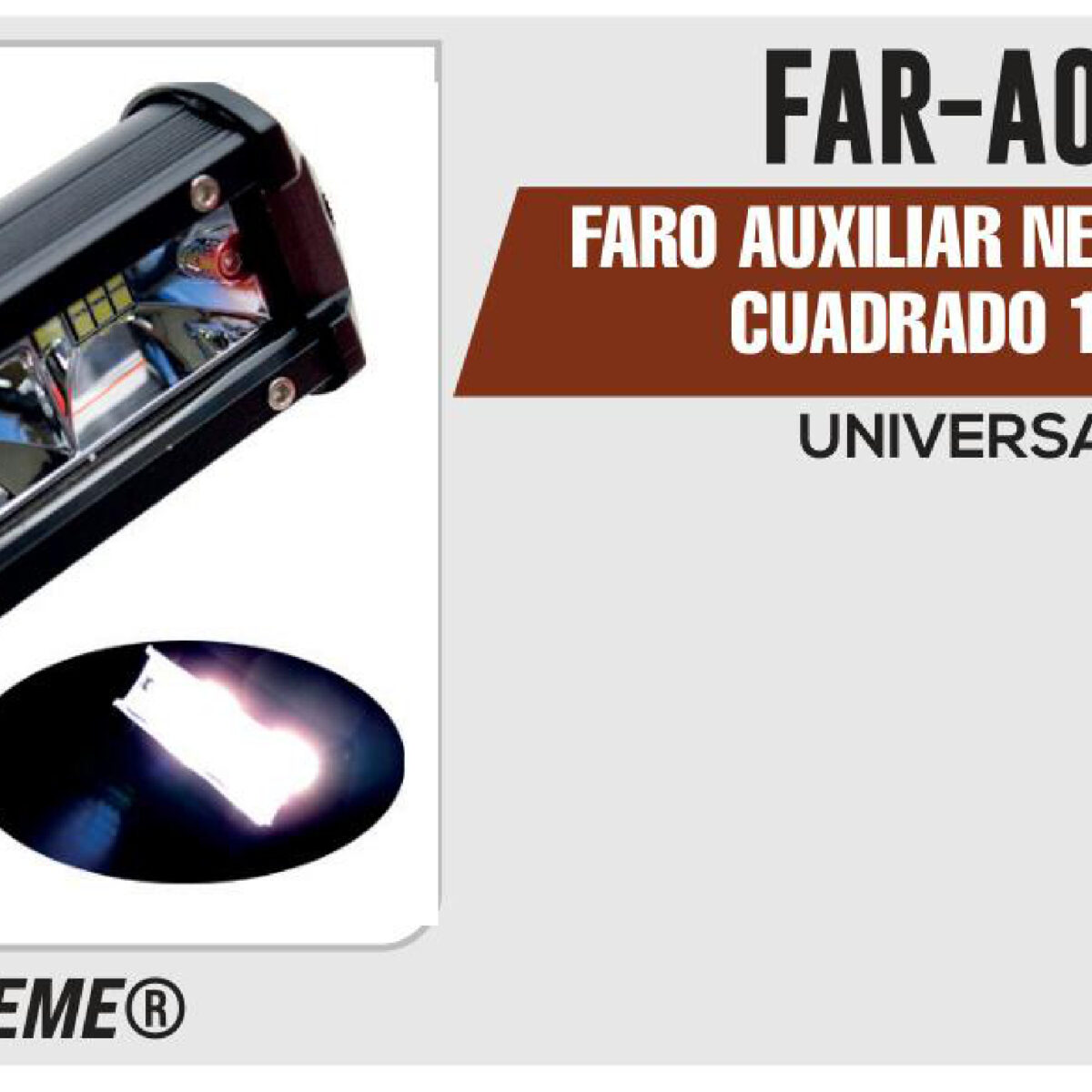 FARO AUXILIAR NEGRO 6 LEDS CUADRADO 12Vcc