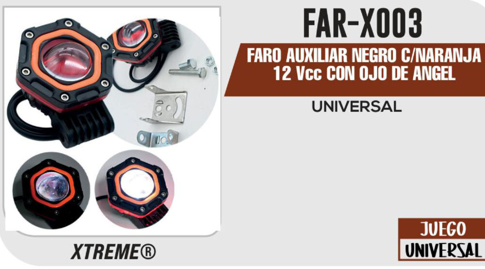 FARO AUXILIAR NEGRO C/NARANJA 12Vcc CON OJO DE ANGEL