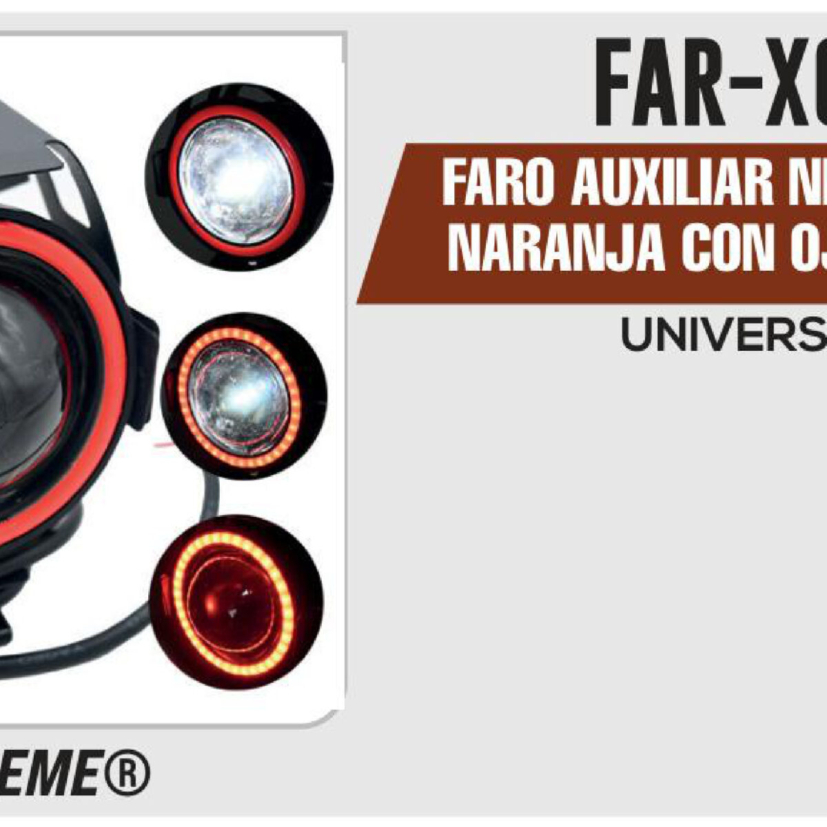 FARO AUXILIAR NEGRO 12Vcc NARANJA CON OJO DE ANGEL