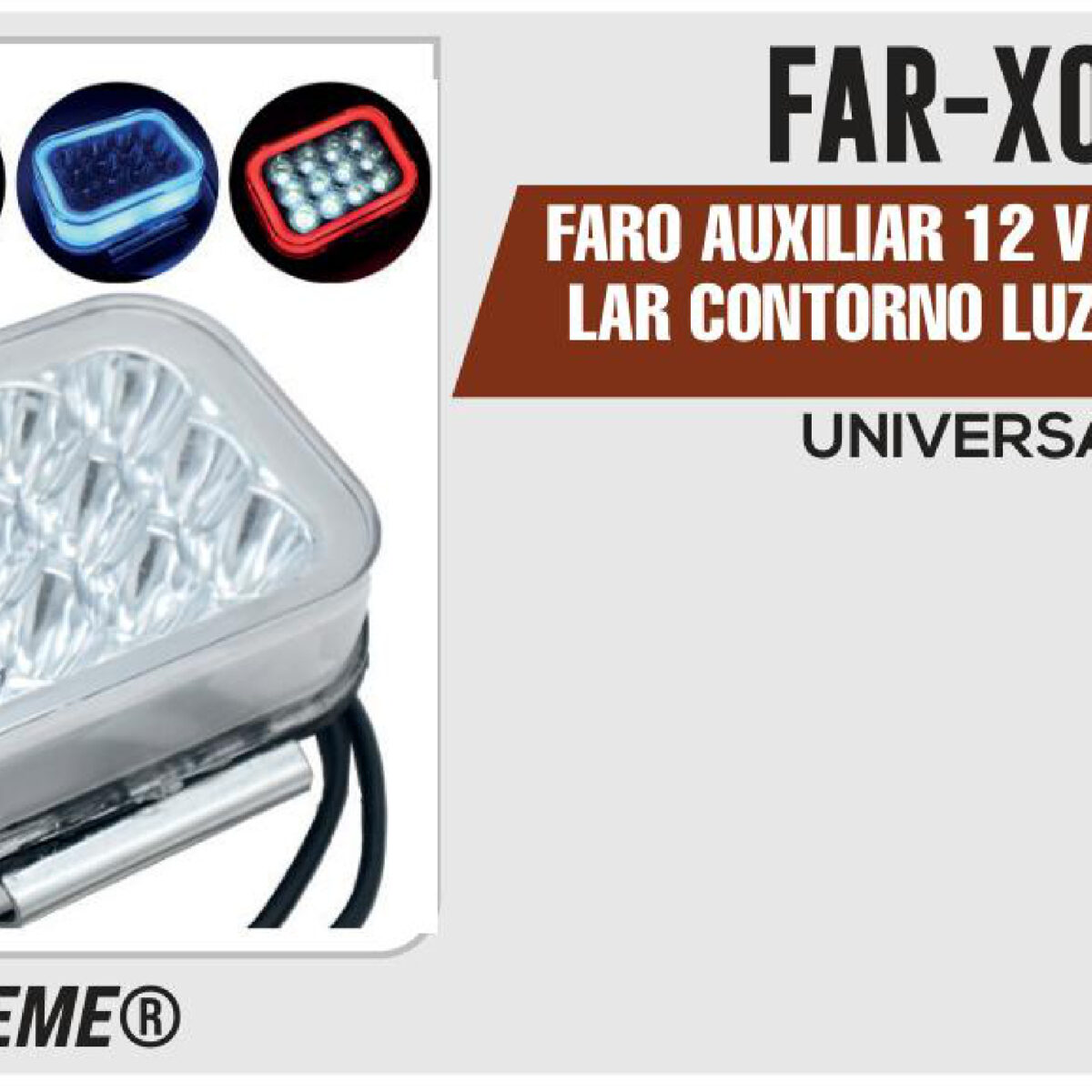 FARO AUXILIAR 12Vcc RECTANGULAR CONTORNO LUZ MULTICOLOR