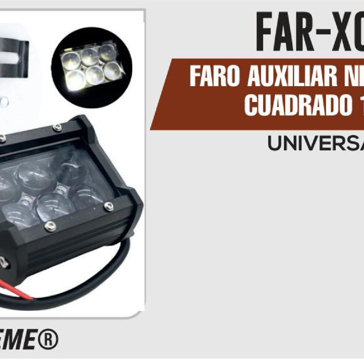 FARO AUXILIAR NEGRO 6 LEDS CUADRADO 12Vcc+H4568