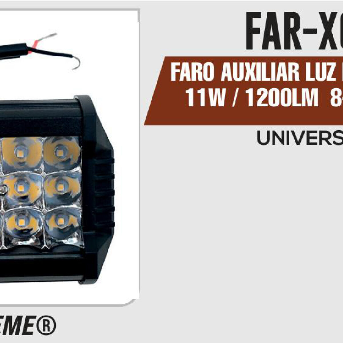 FARO AUXILIAR LUZ BLANCA 12 LED 11W / 1200LM 8-80 Vcc / Vca