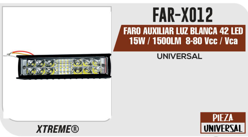 FARO AUXILIAR LUZ BLANCA 42 LED 15W / 1500LM 8-80 Vcc / Vca