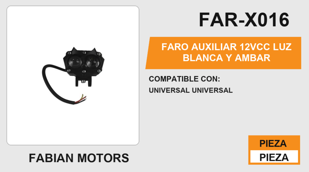 FARO AUXILIAR NEGRO 6 LEDS CUADRADO 12Vcc