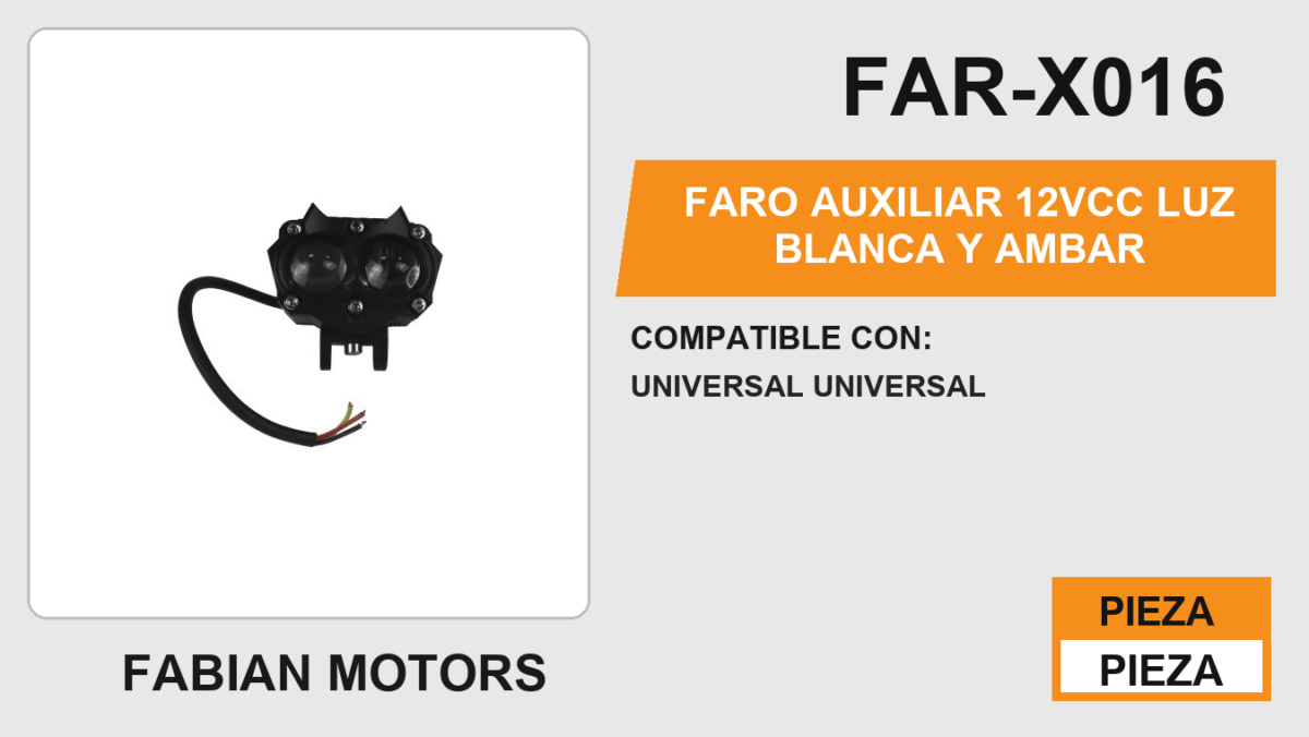 FARO AUXILIAR NEGRO 6 LEDS CUADRADO 12Vcc