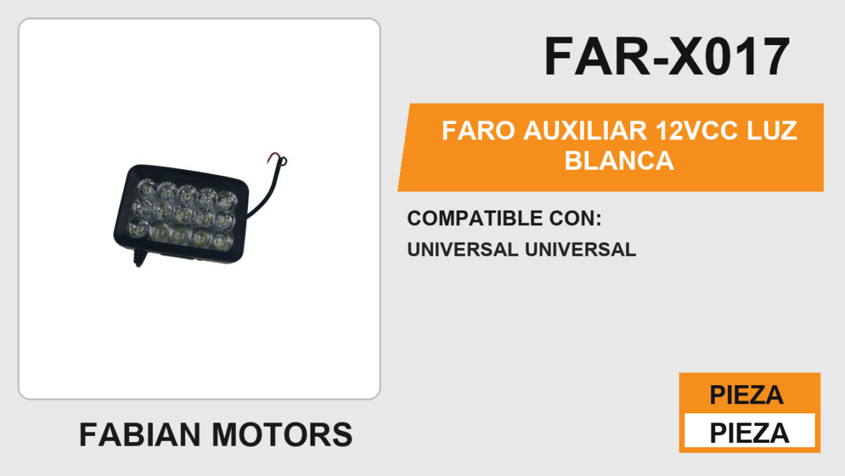 FARO AUXILIAR NEGRO 6 LEDS CUADRADO 12Vcc