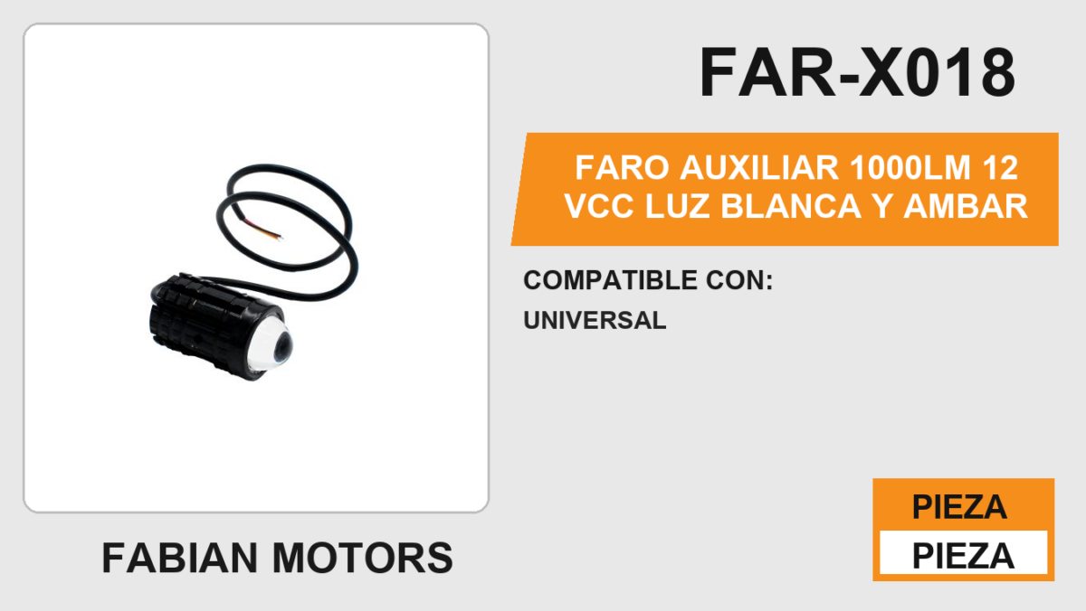 FARO AUXILIAR 1000LM 12Vcc LUZ BLANCA Y AMBAR