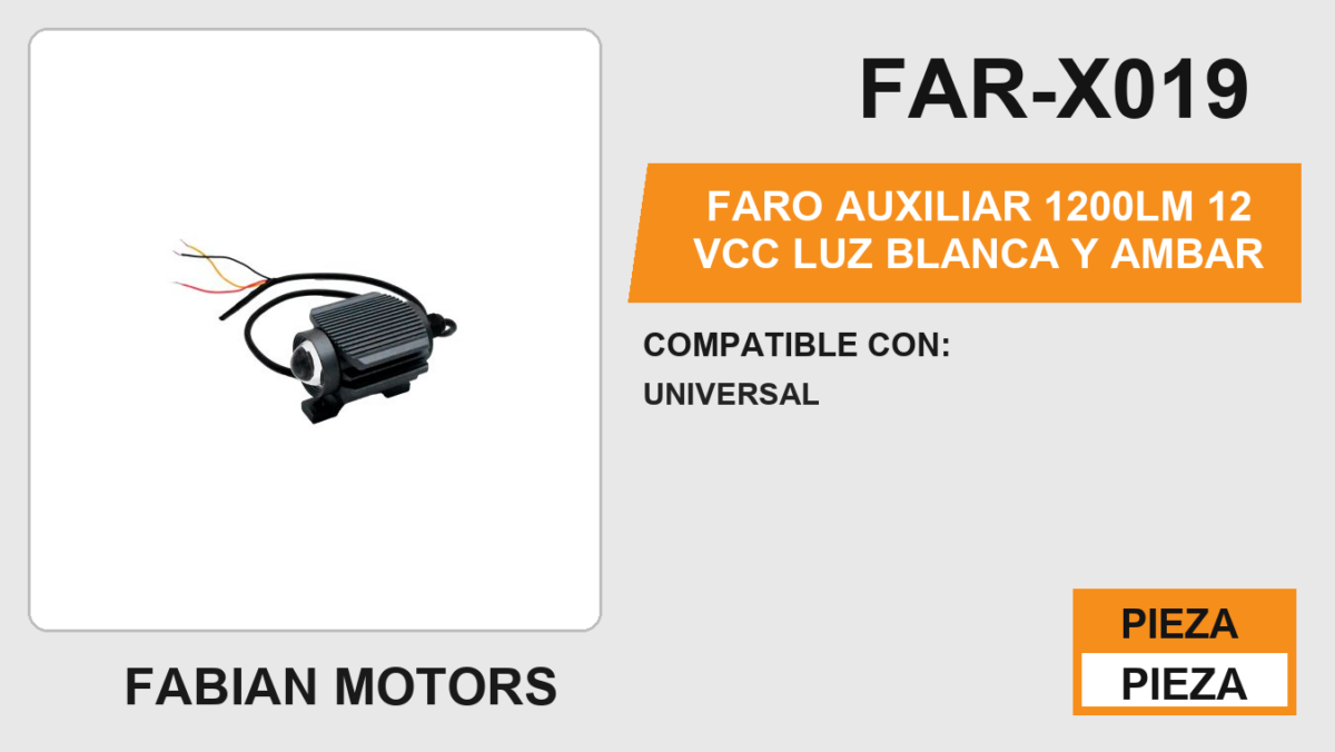 FARO AUXILIAR 1200LM 12Vcc LUZ BLANCA Y AMBAR