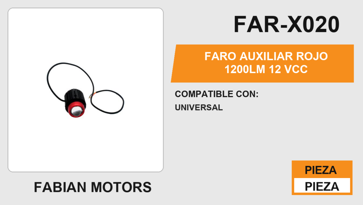 FARO AUXILIAR ROJO 1200LM 12Vcc