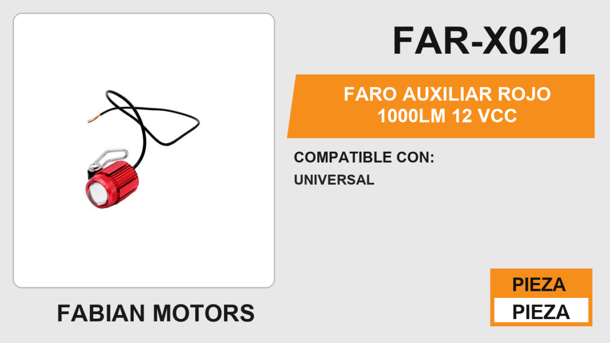 FARO AUXILIAR ROJO 1000LM 12Vcc