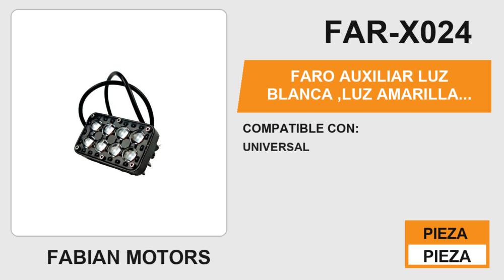 FARO AUXILIAR LUZ BLANCA ,LUZ AMARILLA 12Vcc