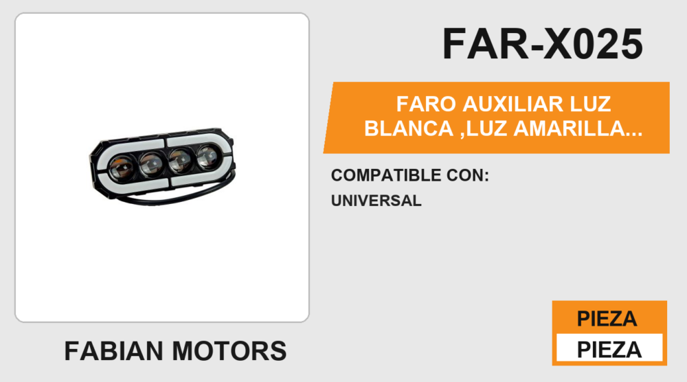 FARO AUXILIAR LUZ BLANCA ,LUZ AMARILLA 12Vcc