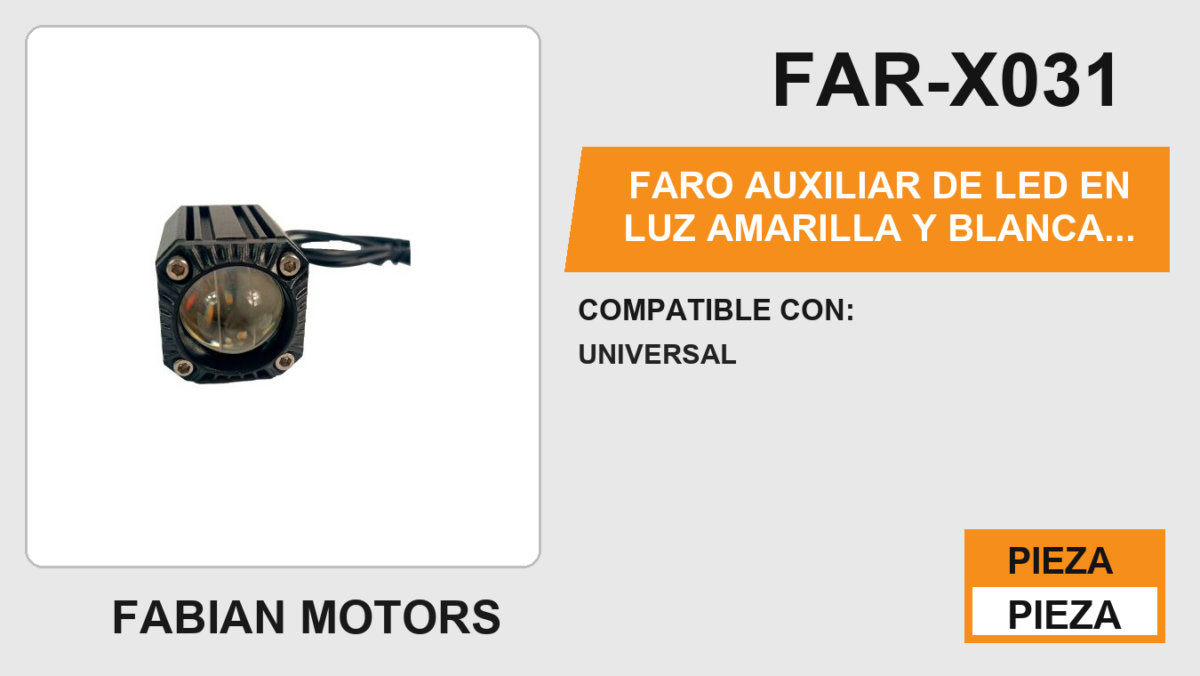 FARO AUXILIAR DE LED EN LUZ AMARILLA Y BLANCA 12Vcc