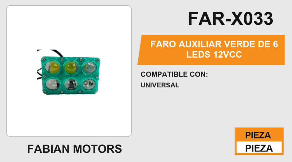 FARO AUXILIAR VERDE DE 6 LEDS 12Vcc