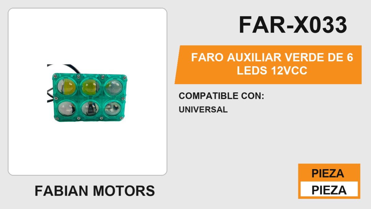 FARO AUXILIAR VERDE DE 6 LEDS 12Vcc