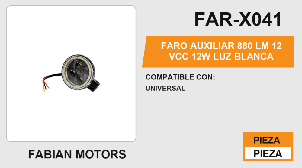 FARO AUXILIAR 880 LM 12Vcc 12W LUZ BLANCA
