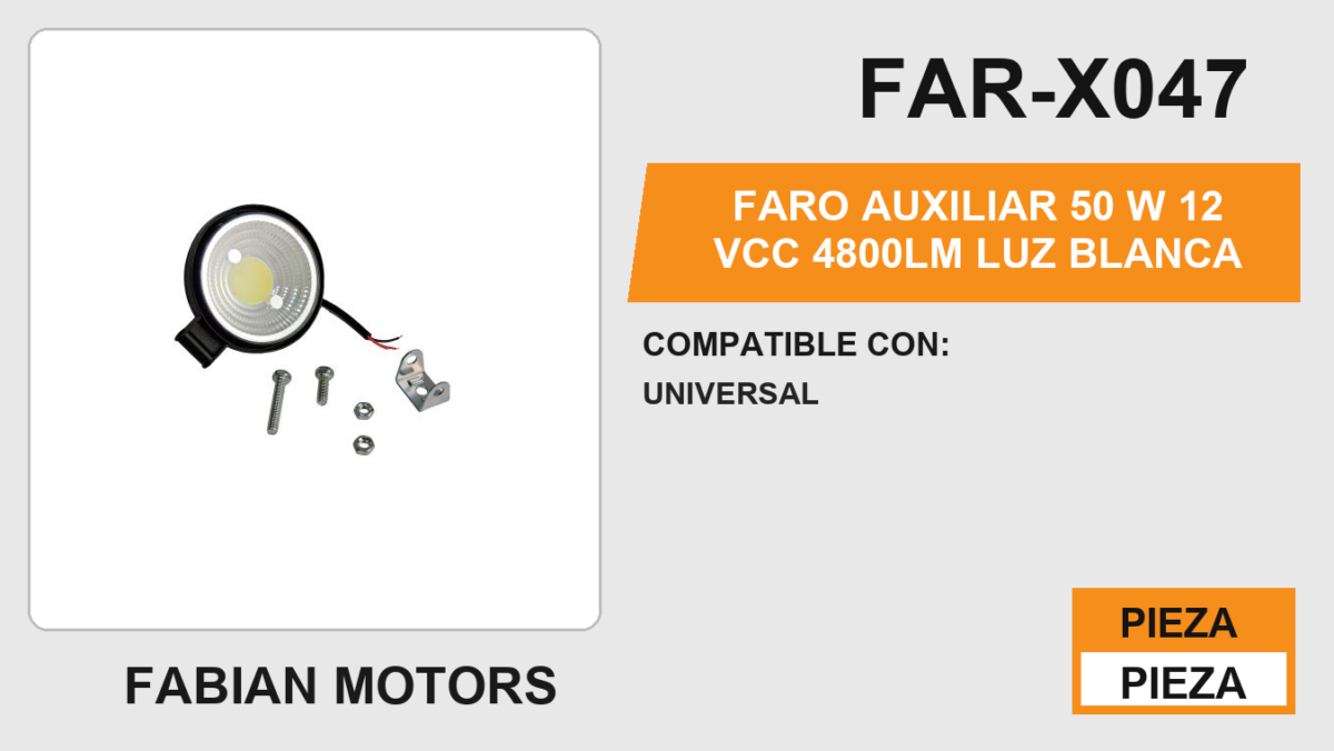 FARO AUXILIAR 50 W 12Vcc 4800LM LUZ BLANCA