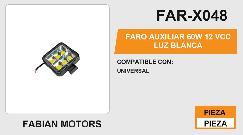 FARO AUXILIAR 60W 12Vcc LUZ BLANCA+H45+H4545
